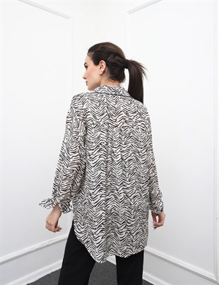 MIER Zebra Desenli Gömlek 5305  - Siyah